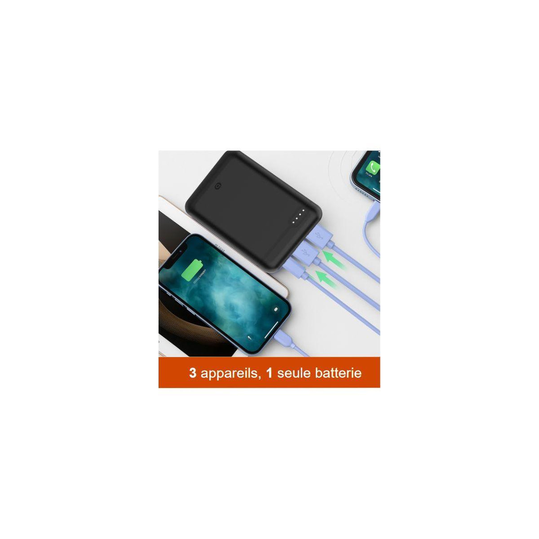 Voir la diapositive 4 : ESSENTIEL B Batterie externe powerbank 10000 mah usbc noir compatible iphone 16 15 14 13 12 pro max samsung ipad pro