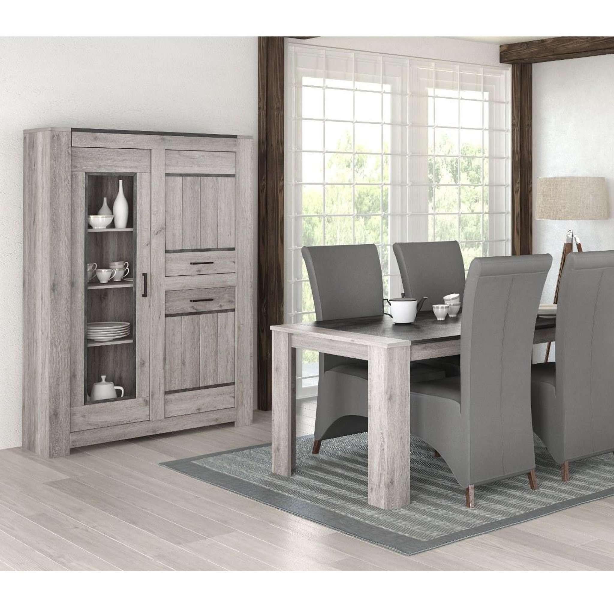 Voir la diapositive 4 : JLC KREATION Argentier-bar moderne chêne gris MAYA