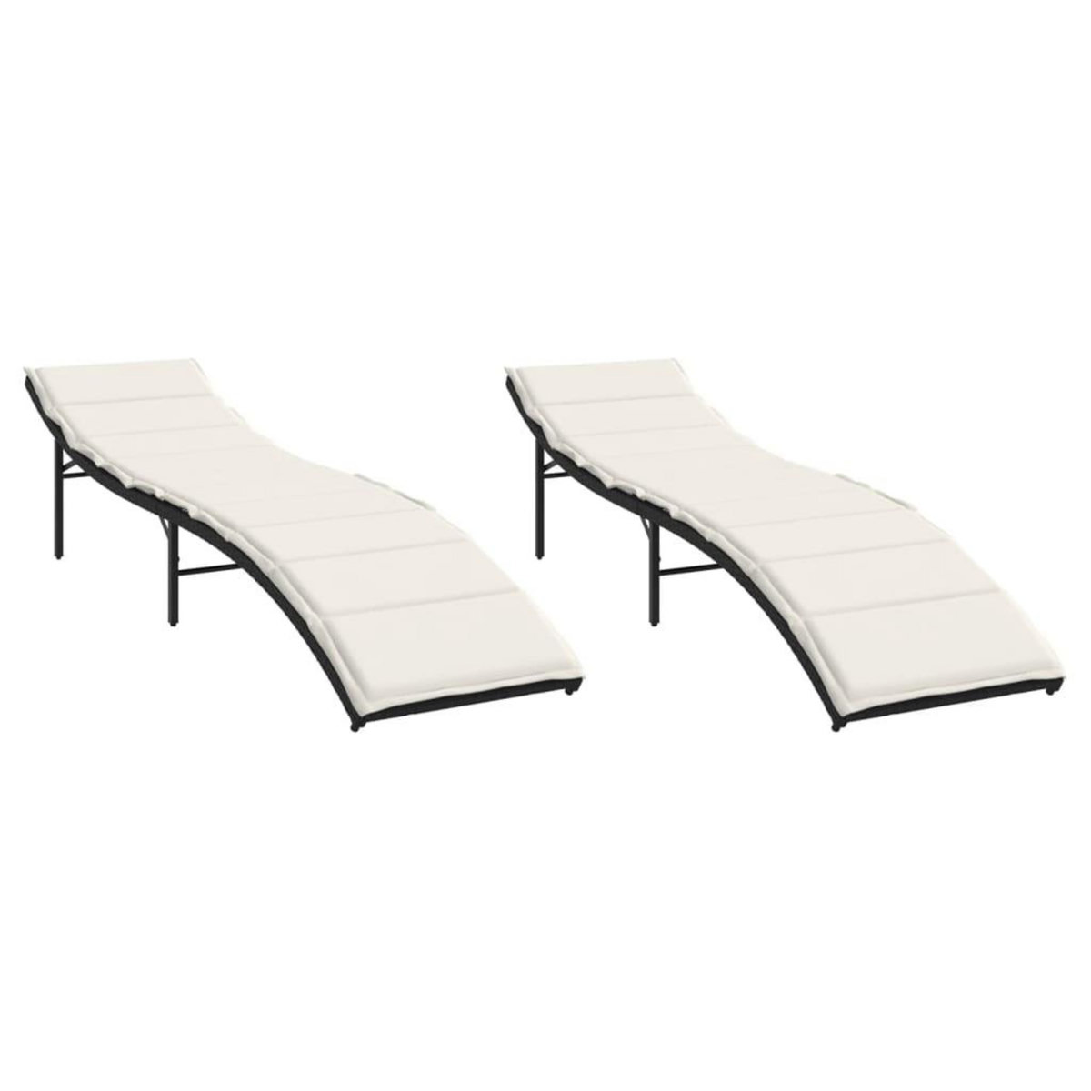 VIDAXL Chaises longues lot de 2 avec coussins noir resine tressee