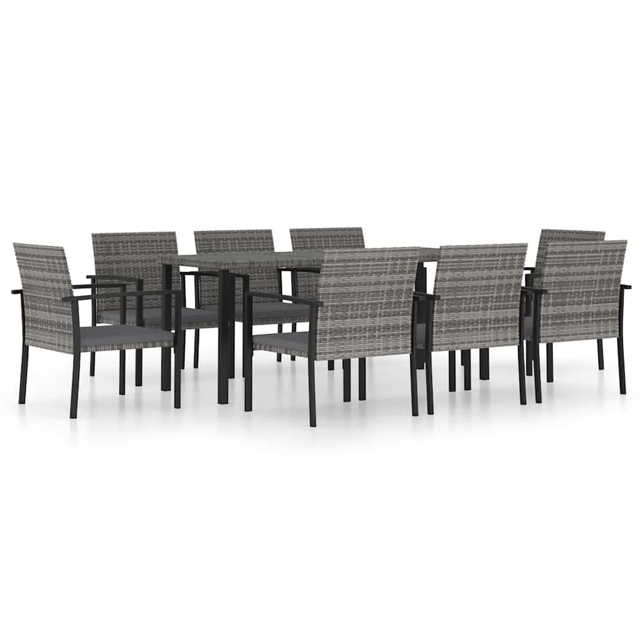 VIDAXL Ensemble a manger de jardin 9 pcs resine tressee gris