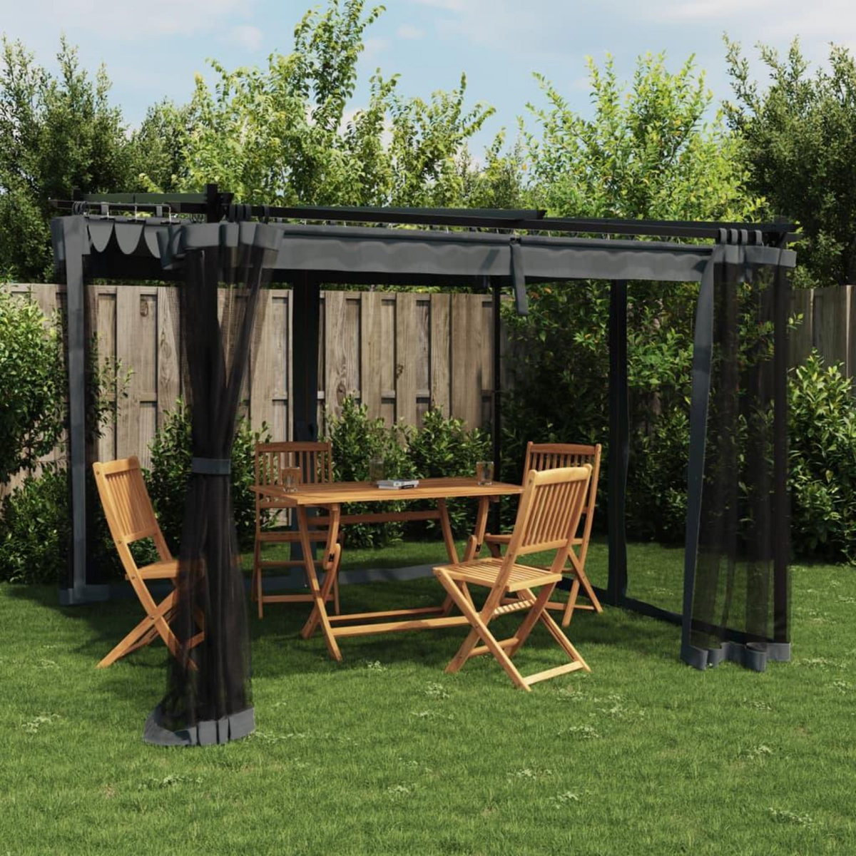 VIDAXL Tonnelle avec parois en filet anthracite 3x3 m acier