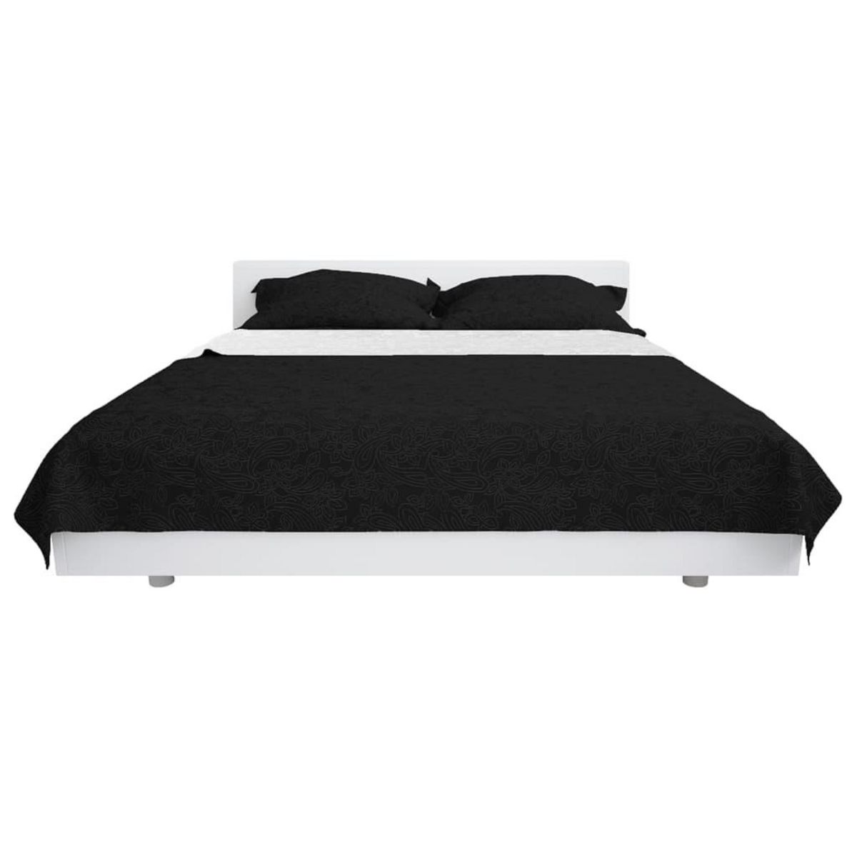 VIDAXL Couvre-lit a double face matelasse 170 x 210 cm Noir et blanc