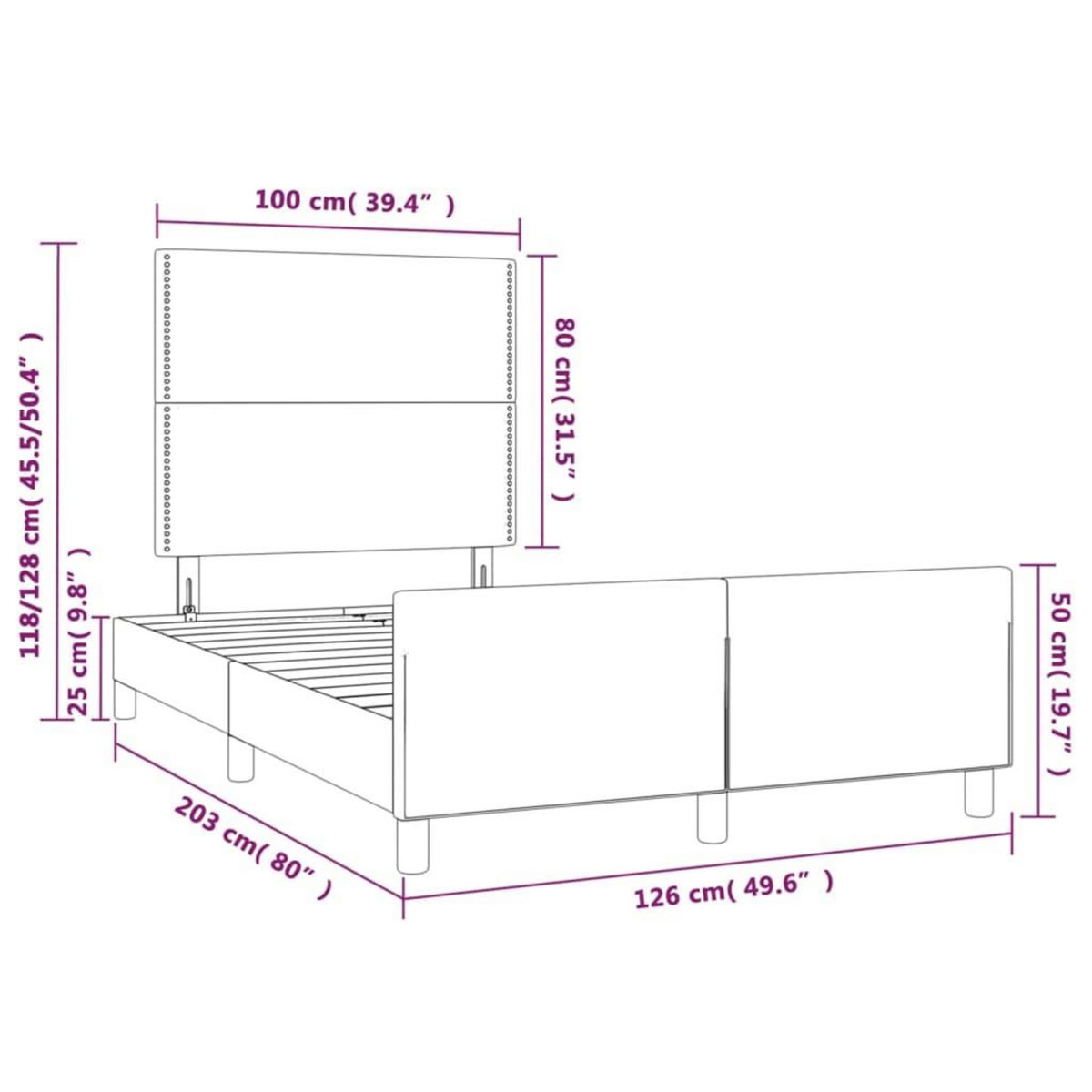 VIDAXL Cadre de lit sans matelas taupe 120x200 cm tissu