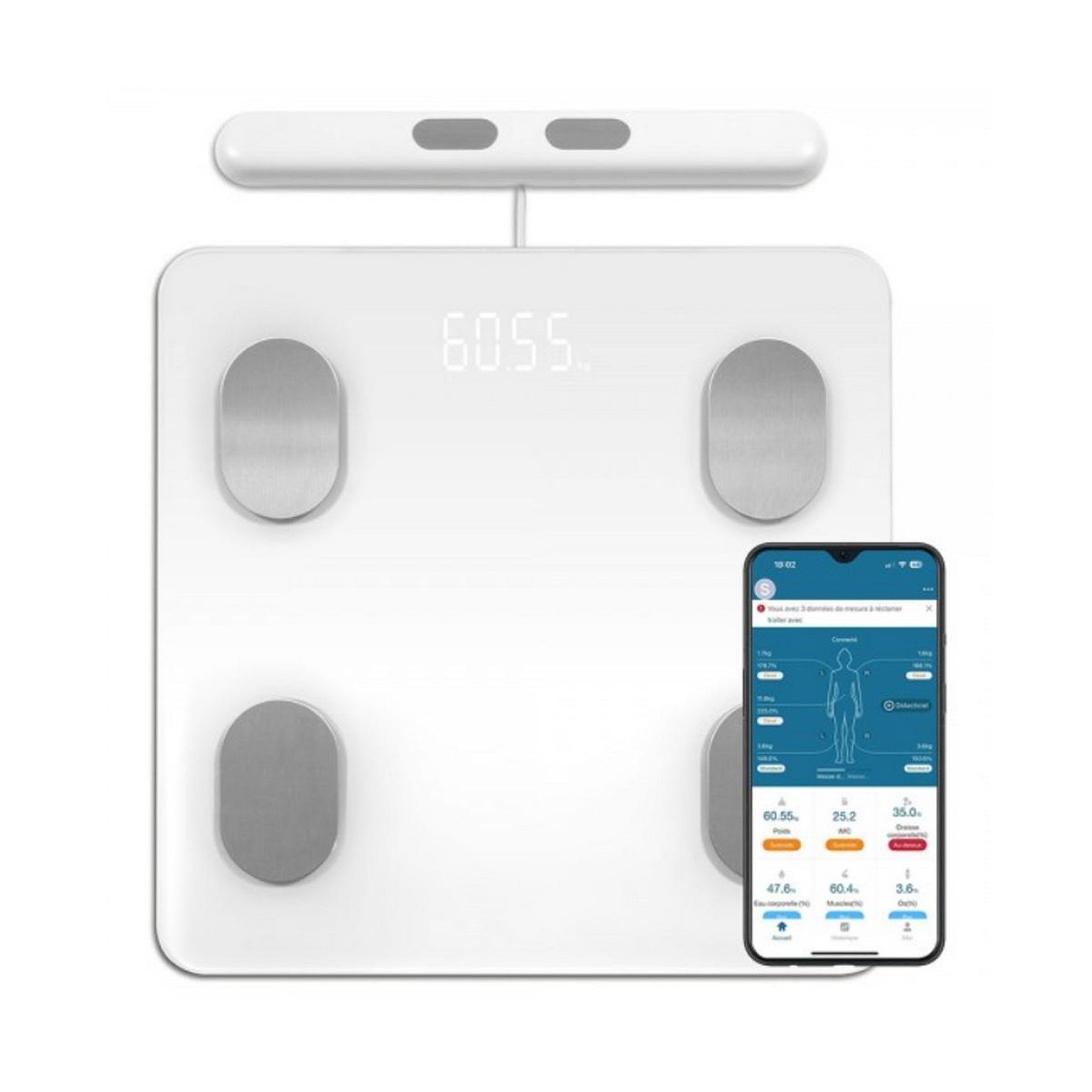 Voir la diapositive 2 : LIVOO Impédancemètre connecté 180kg/10g - dom531w