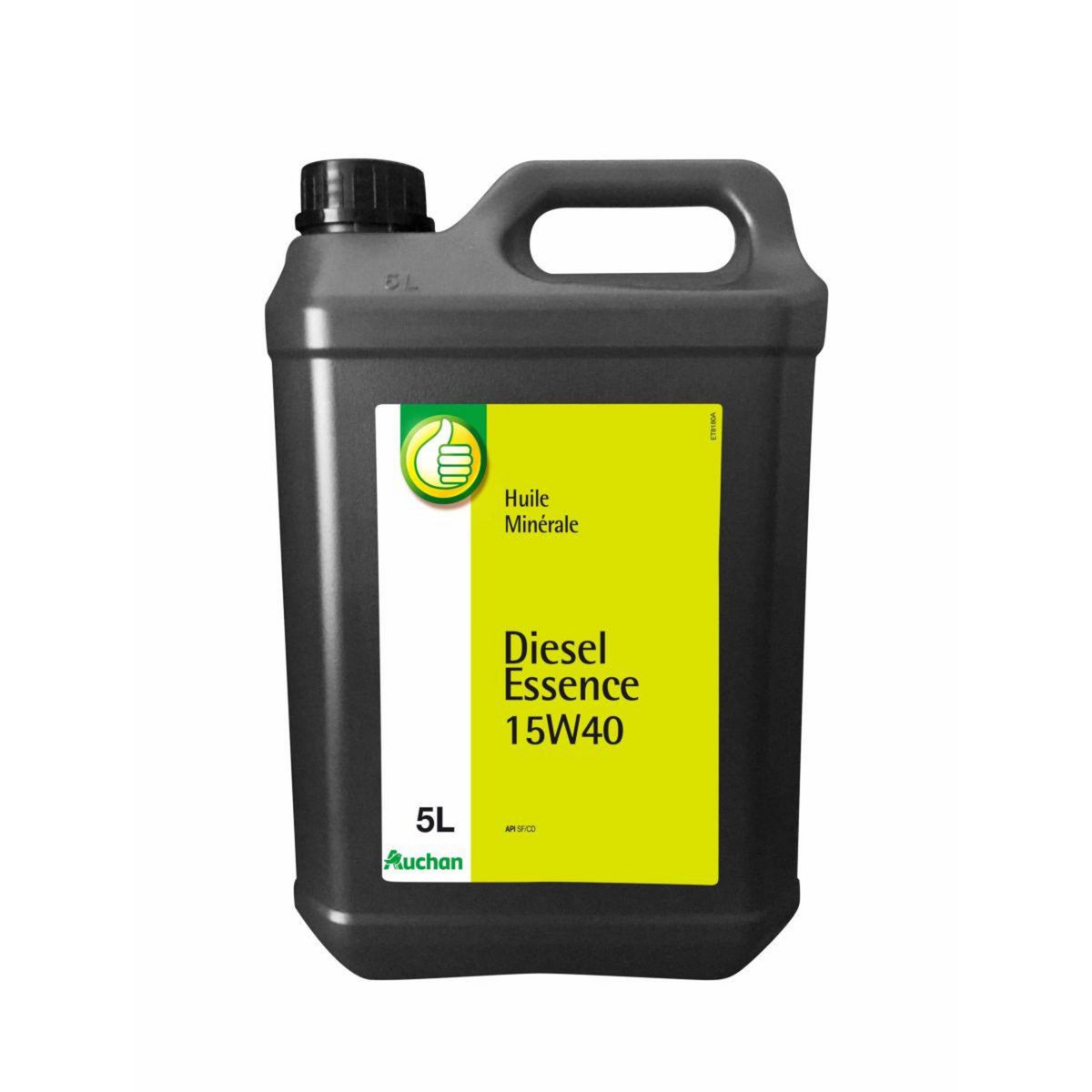 AUCHAN Huile moteur essence et diesel 15W40 5 L