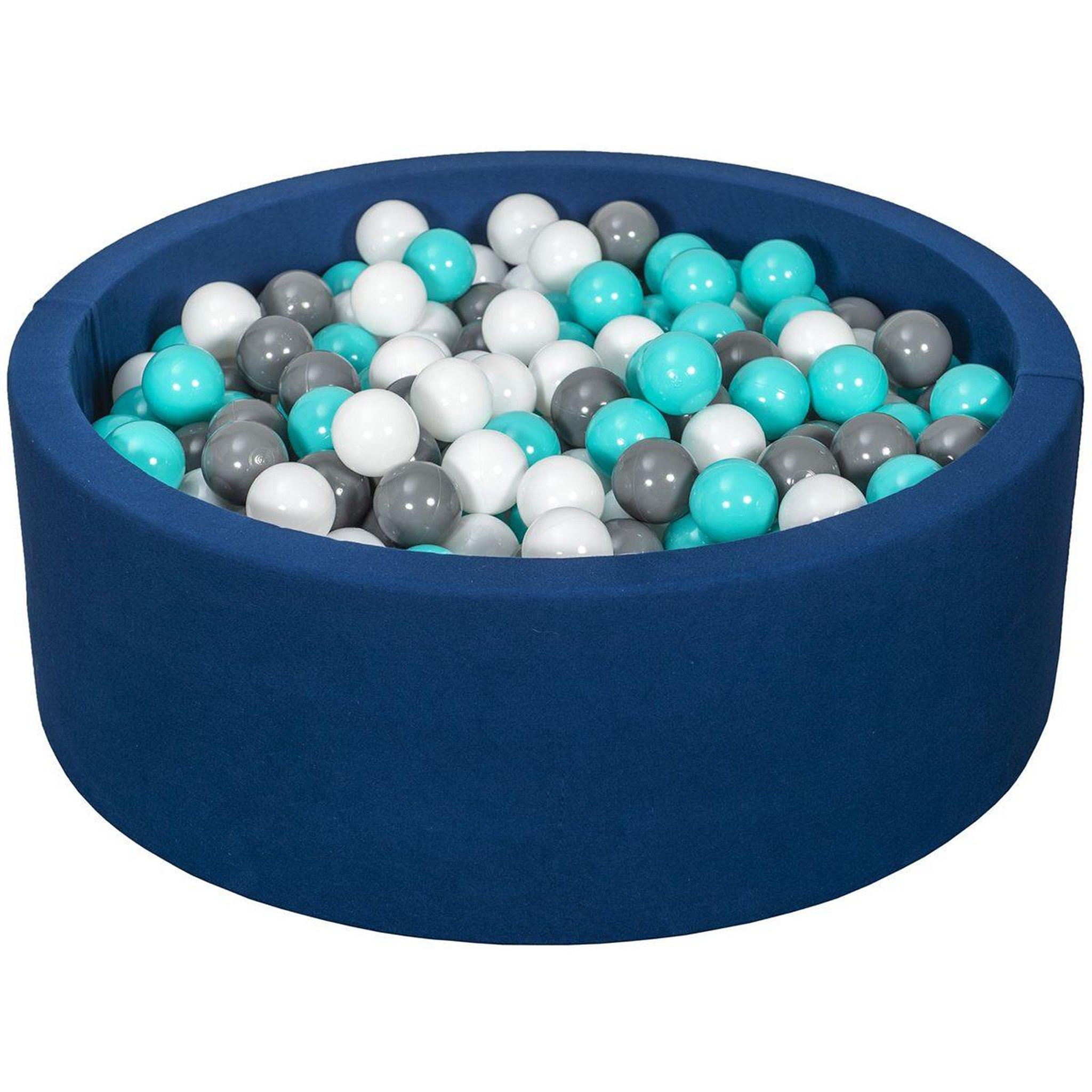 VELINDA Piscine à balles aire de jeu + 450 balles bleu marine blanc,gris,turquoise