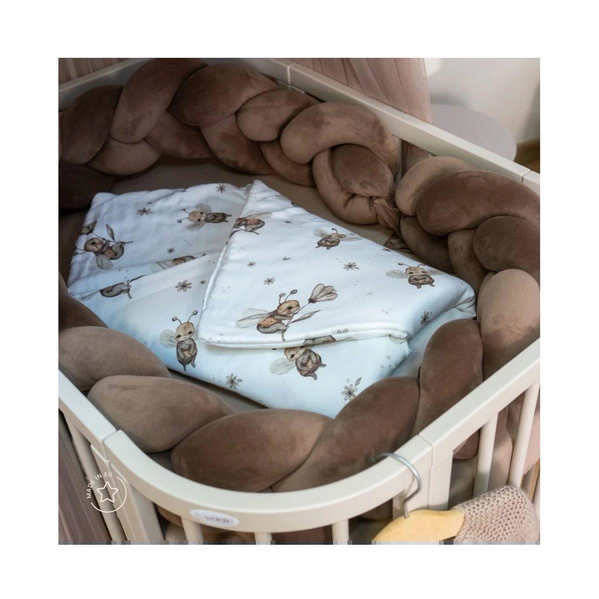 Voir la diapositive 3 : WALDIN Couette bébé 75 × 75 cm - motif abeilles, blanc