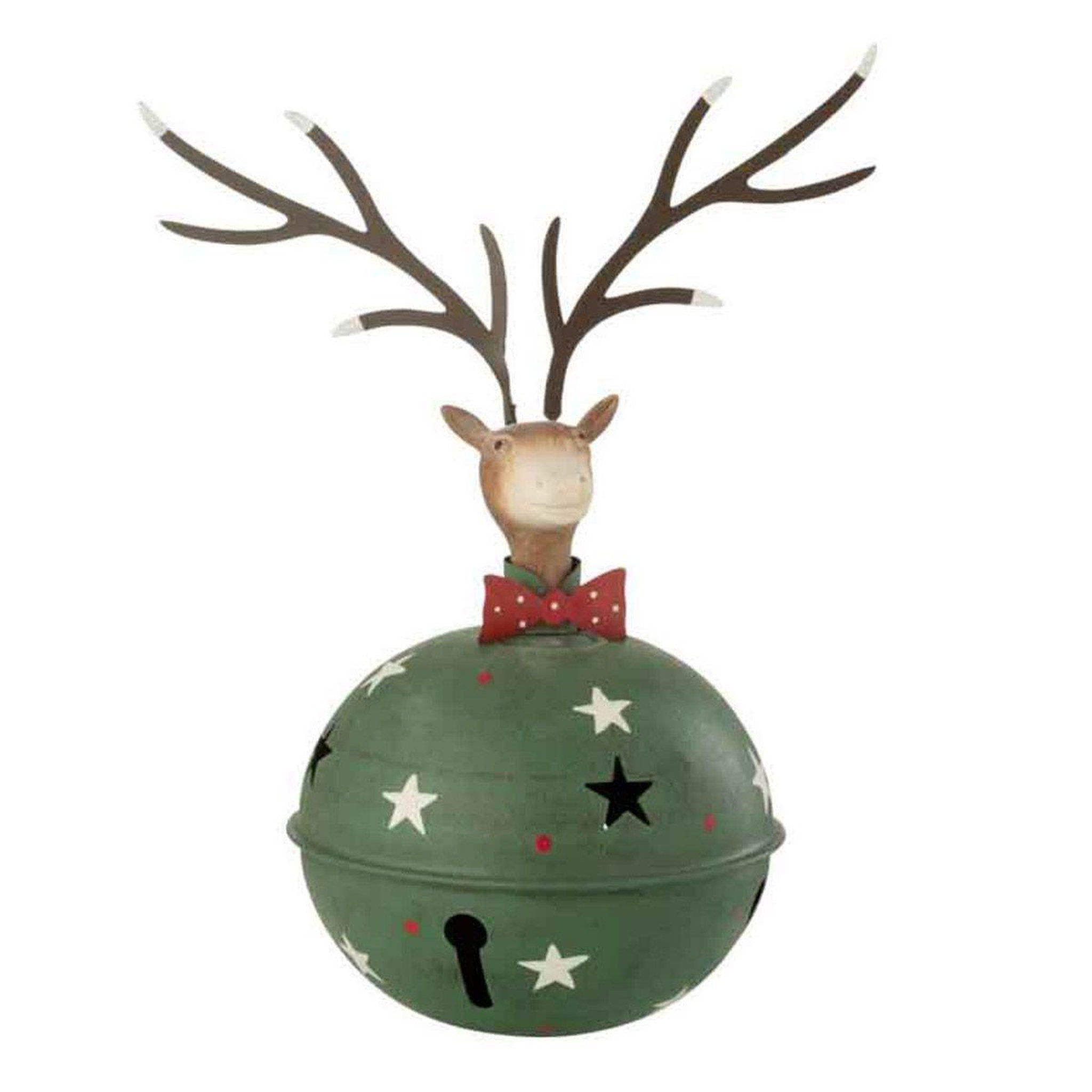 Voir la diapositive 1 : J-LINE Décoration de noël  renne clochette  27cm vert