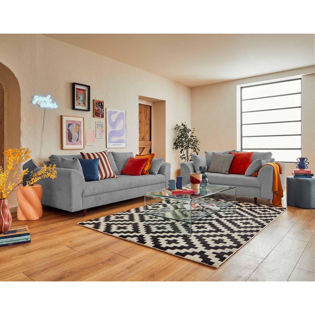 LISA DESIGN Rune - canapé 2 places - en velours côtelé