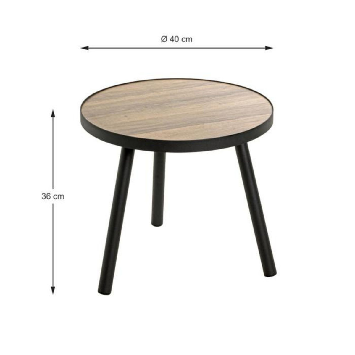 Paris Prix Table d'Appoint Design  Qanaq  40cm Noir & Chêne