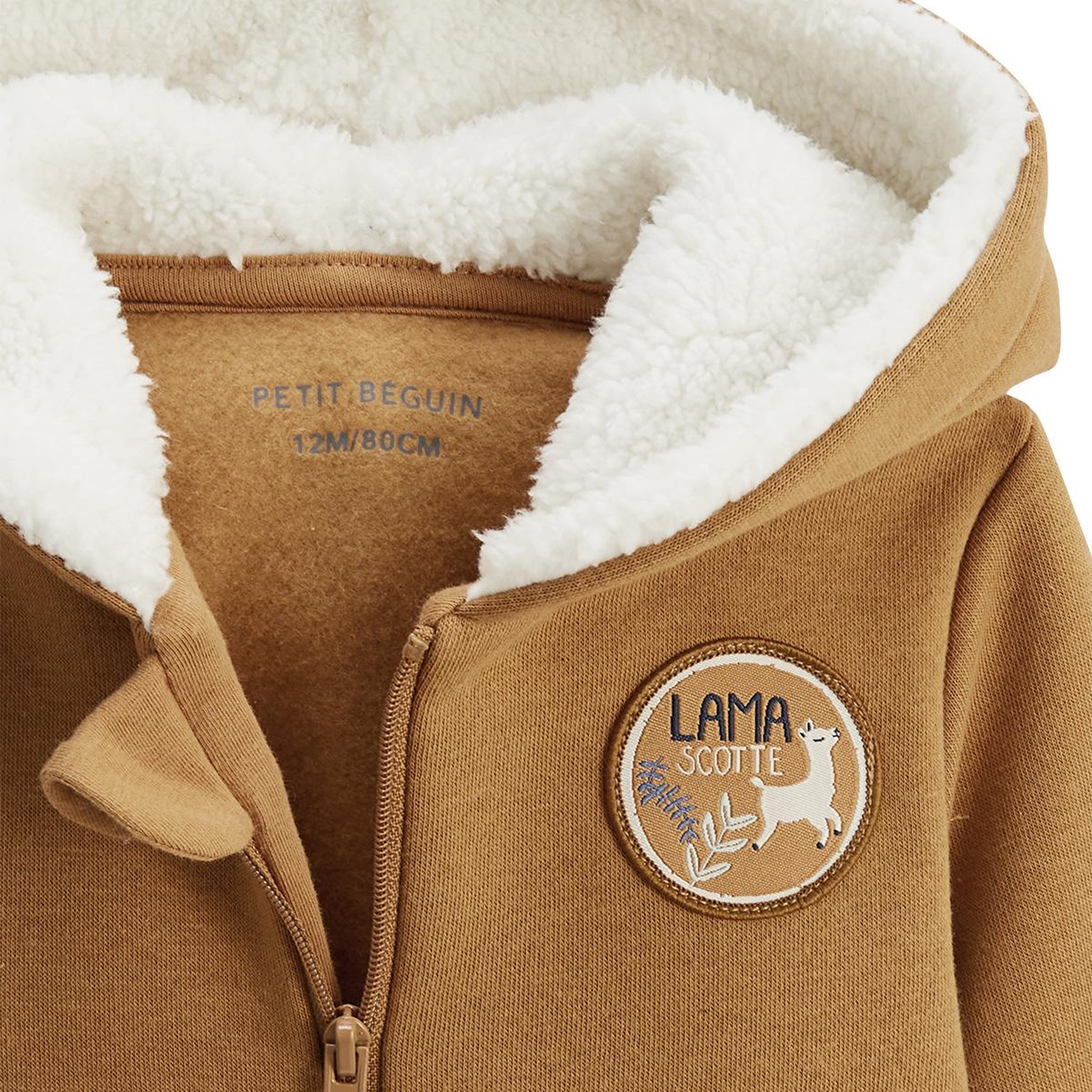 Voir la diapositive 2 : Petit Béguin Sweat à capuche zippé enfant en molleton Lamascotte