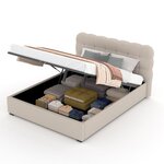 CONCEPT USINE Lit nuage avec coffre de rangement 160x200cm en velours beige DALLAS