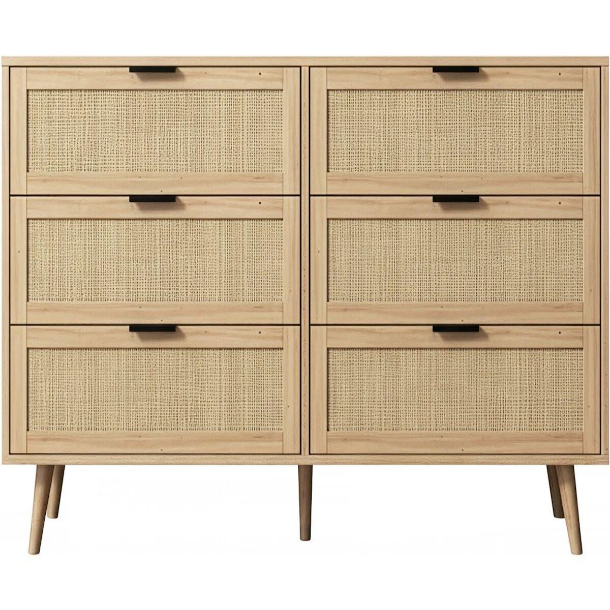 Habitat et Jardin Commode en bois et cannage  Preston  - 120 x 40 x 75 cm - Beige