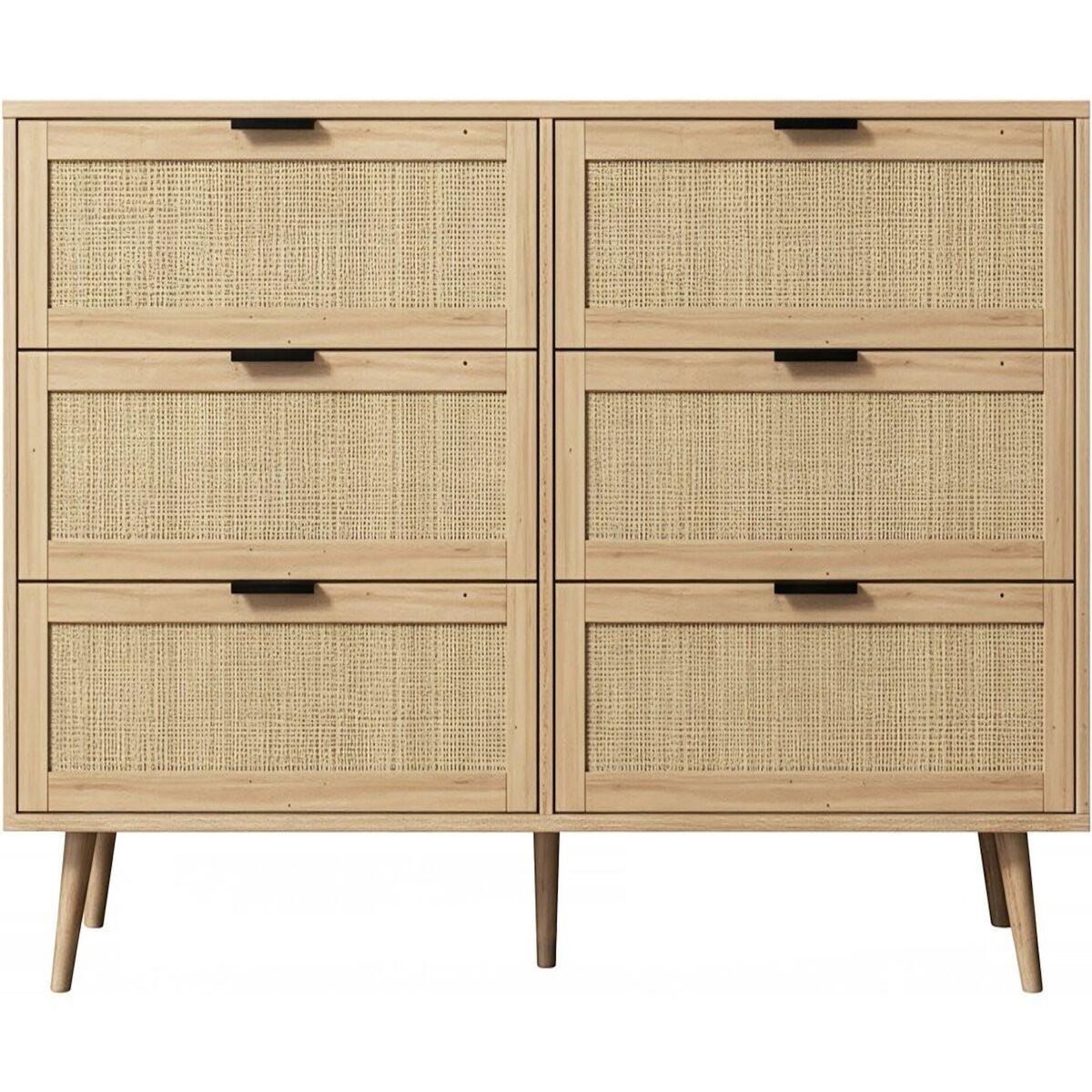 Habitat et Jardin Commode en bois et cannage  Preston  - 120 x 40 x 75 cm - Beige