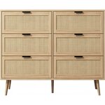 Habitat et Jardin Commode en bois et cannage  Preston  - 120 x 40 x 75 cm - Beige