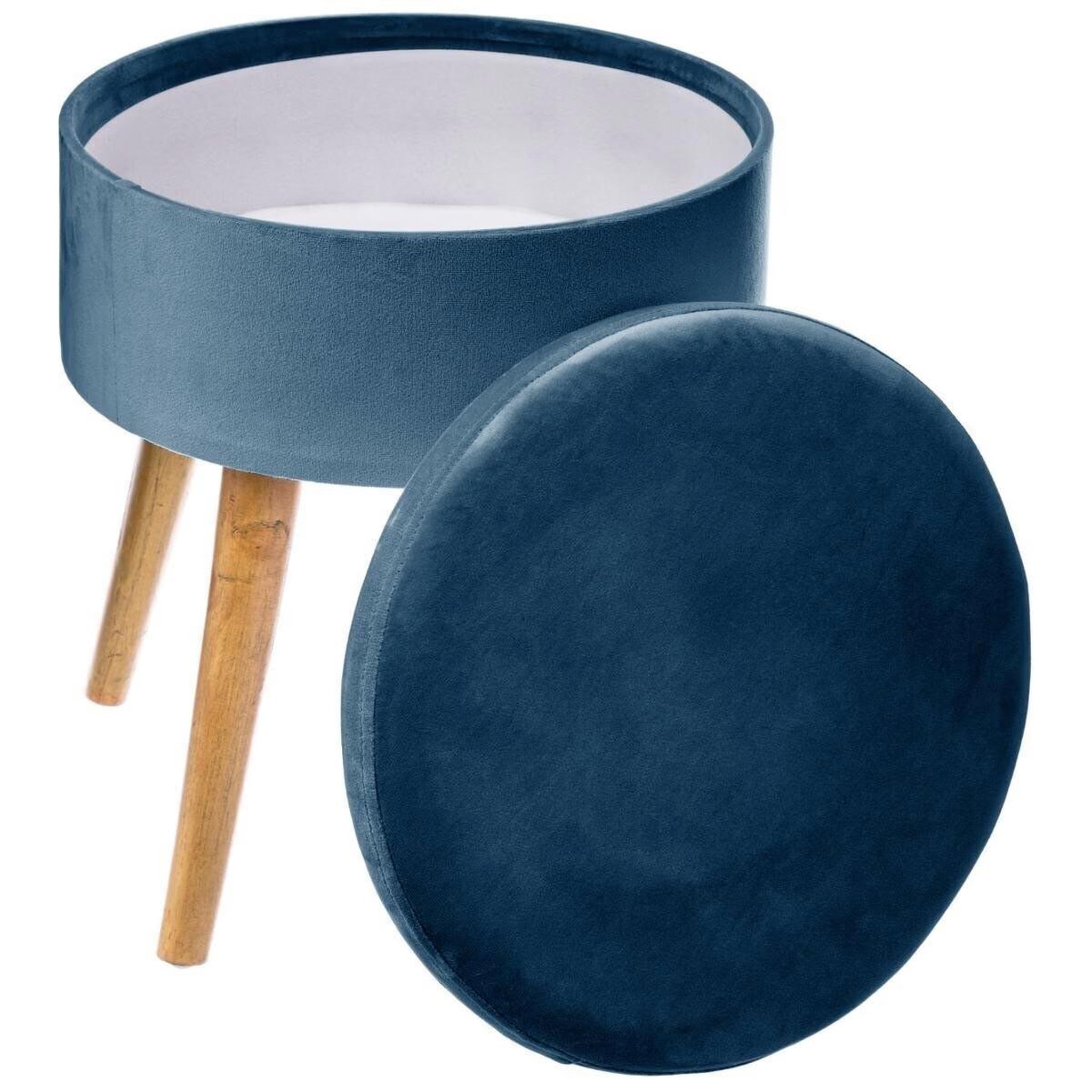 Voir la diapositive 2 : ATMOSPHERA Tabouret coffre scandinave  tess  44cm bleu