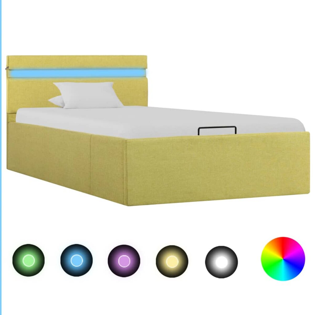 VIDAXL Cadre de lit a stockage avec LED Jaune citron Tissu 100x200 cm