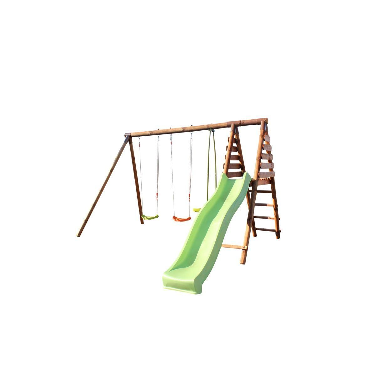 Soulet Portique balançoire avec toboggan - Bois - H2,20m - VIOLETTE