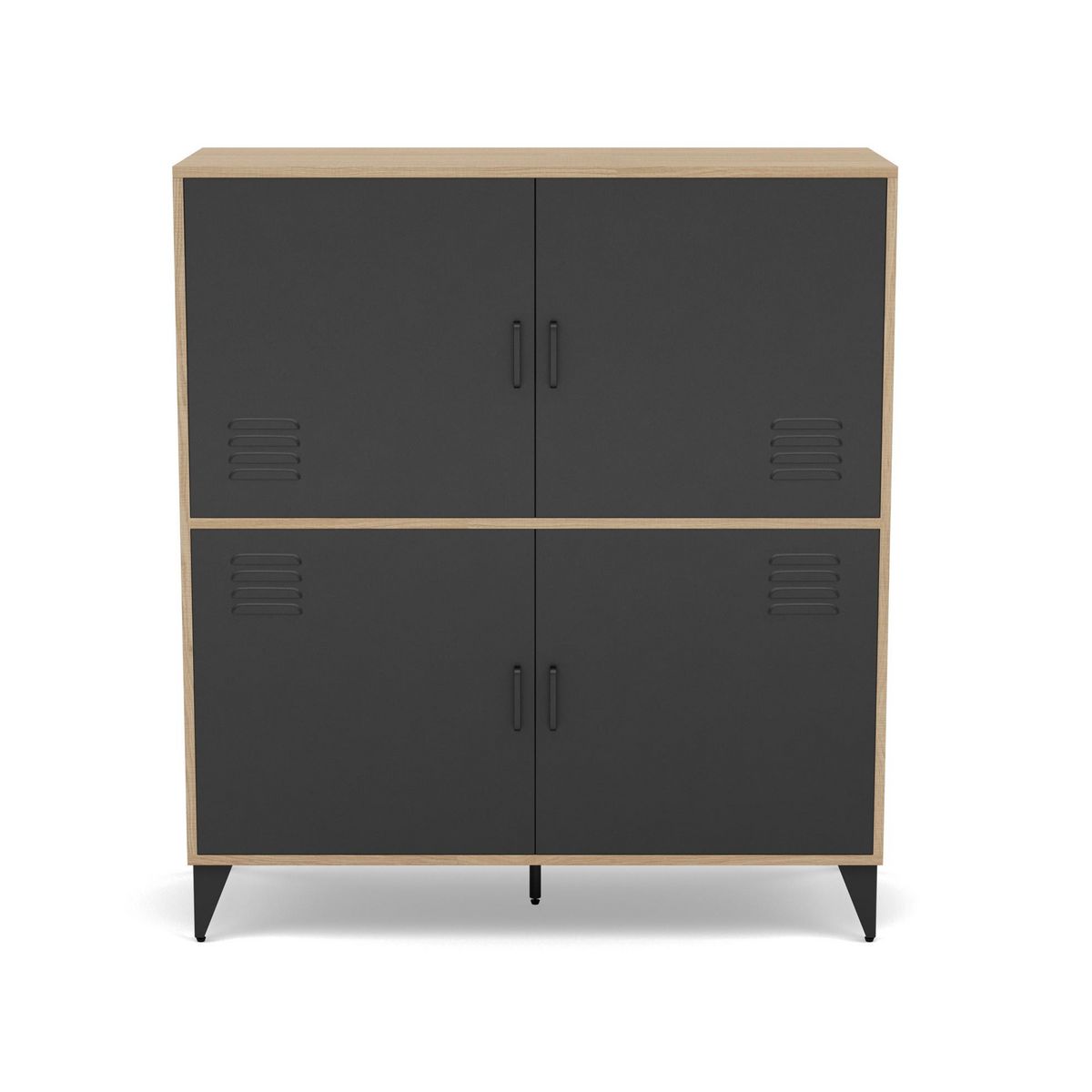 BEST MOBILIER Tribeca - buffet haut - effet bois et métal noir - 100x112 cm