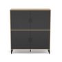 Voir la diapositive 4 : BEST MOBILIER Tribeca - buffet haut - effet bois et métal noir - 100x112 cm