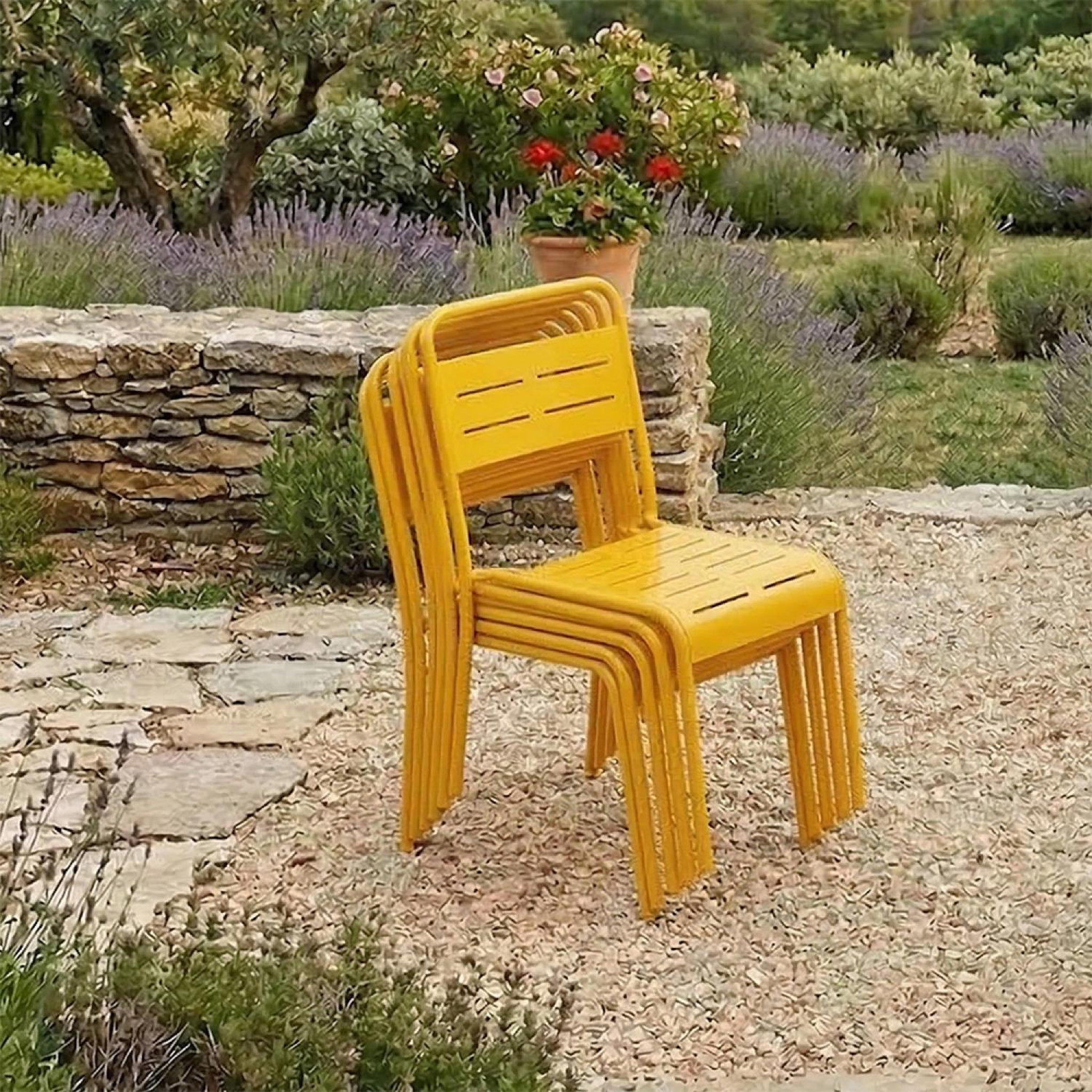 Voir la diapositive 6 : CONCEPT USINE Lot de 6 chaises de jardin empilables jaunes bergame