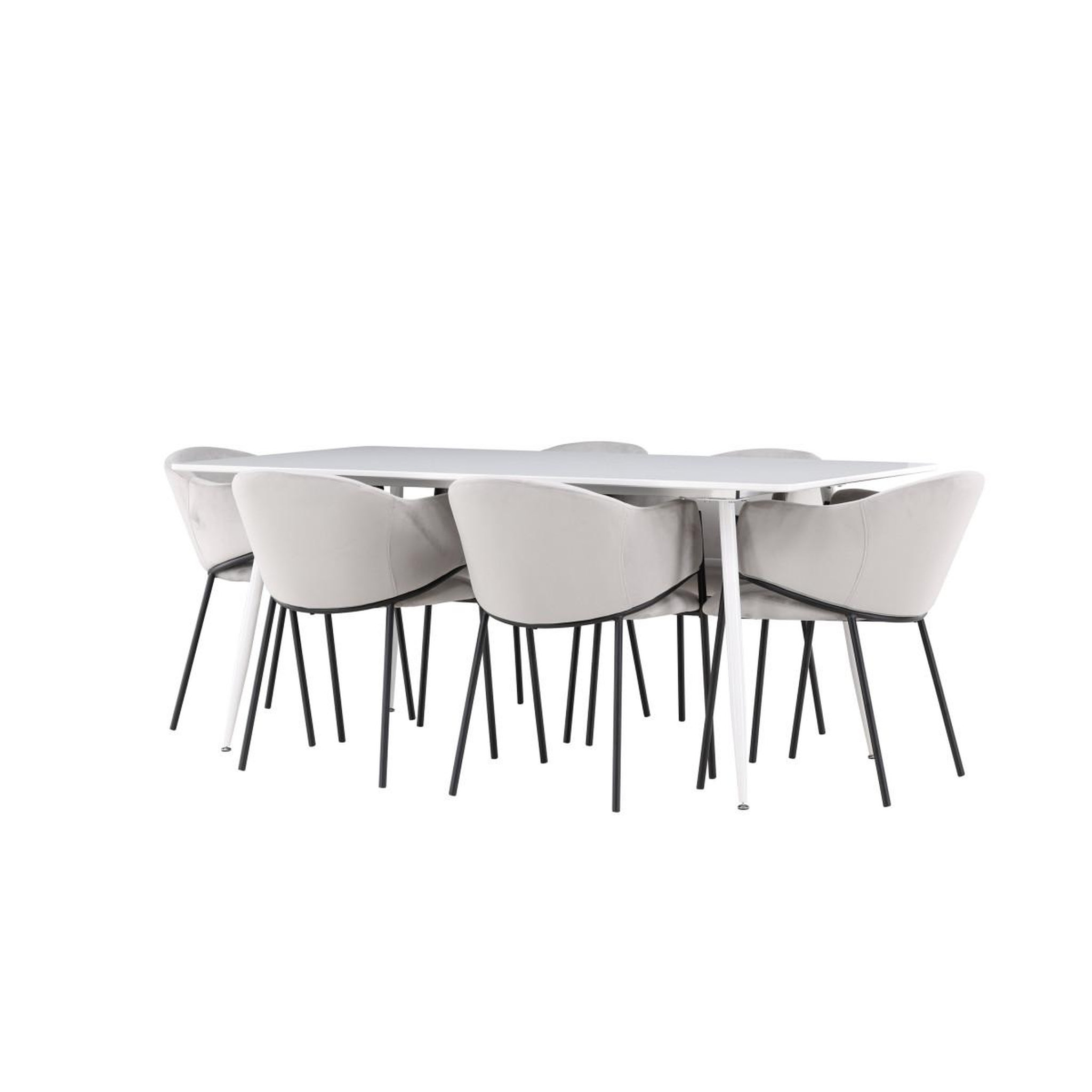 Voir la diapositive 2 : Paris Prix Ensemble table à manger & 6 chaises  evelina & silar  180cm blanc & gris