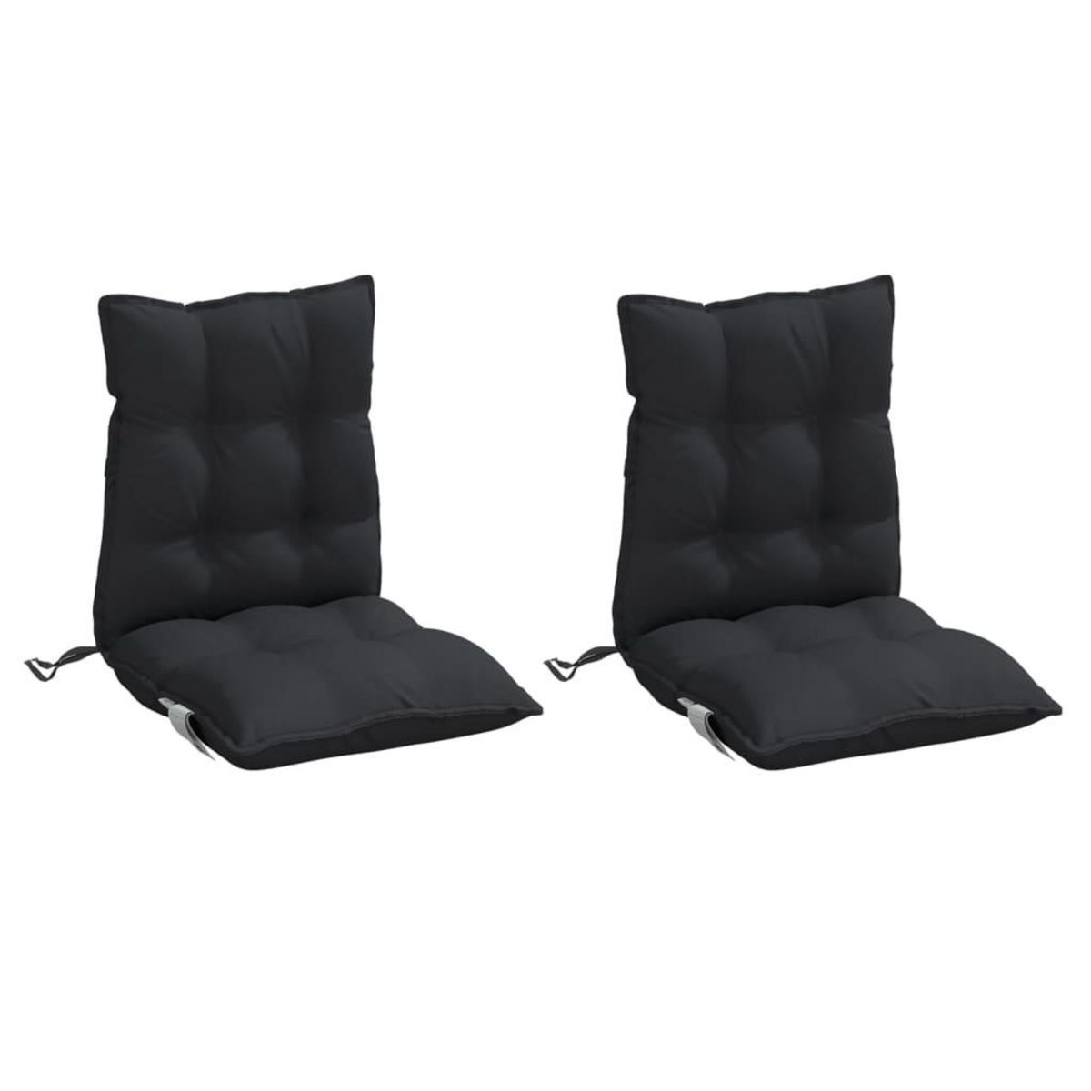 VIDAXL Coussins de chaise a dossier bas lot de 2 noir tissu oxford