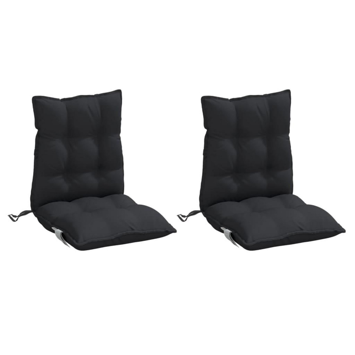 VIDAXL Coussins de chaise a dossier bas lot de 2 noir tissu oxford