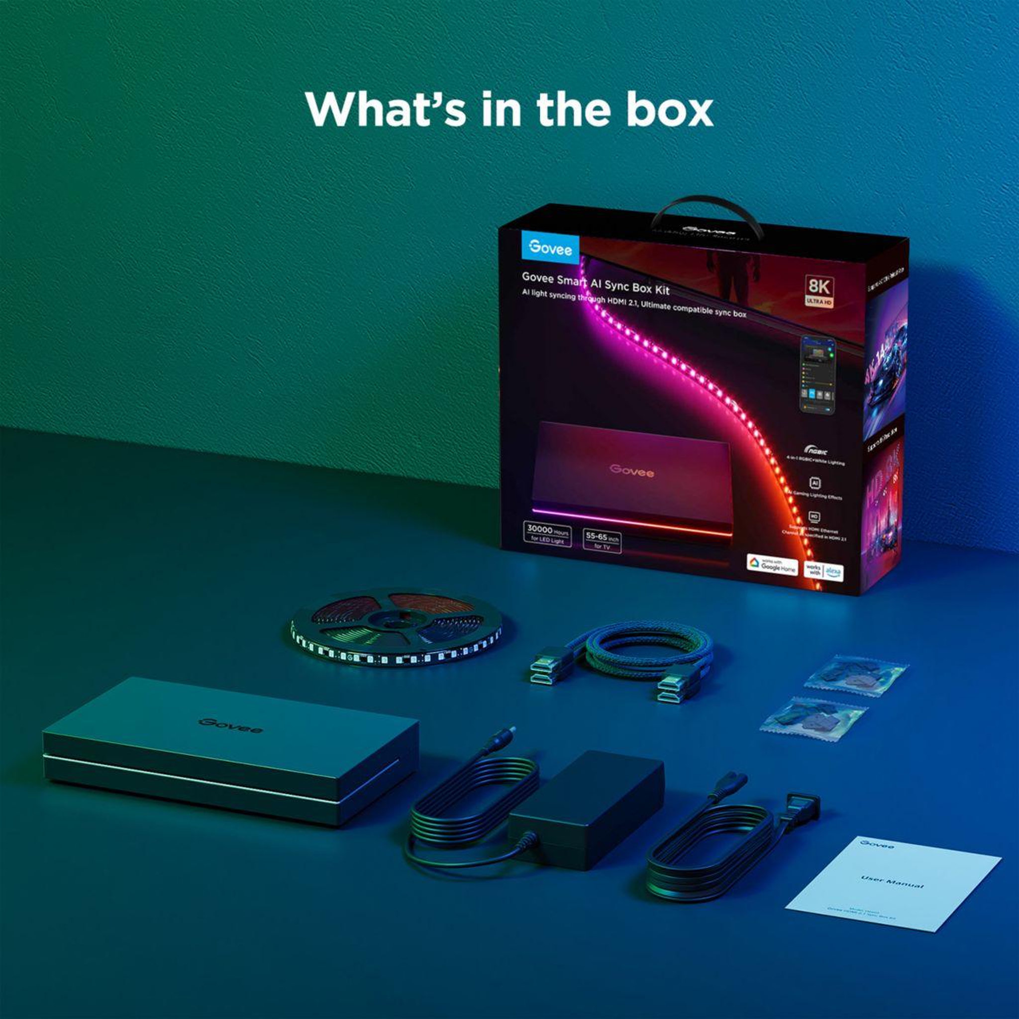 Voir la diapositive 2 : GOVEE Boîtier de synchronisation hdmi sync box+ lightstrip pour tv 55 65