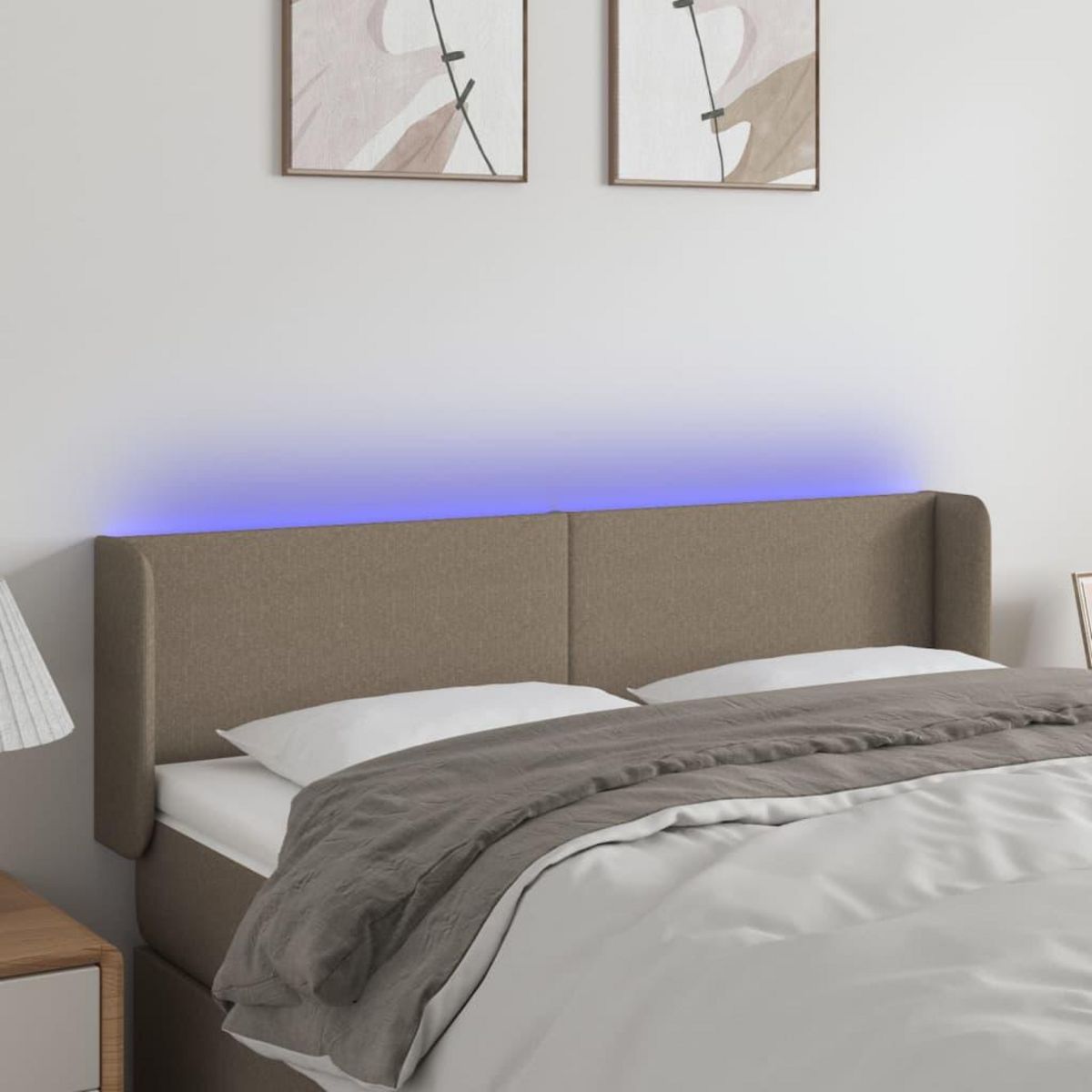 VIDAXL Tete de lit a LED Taupe 147x16x78/88 cm Tissu