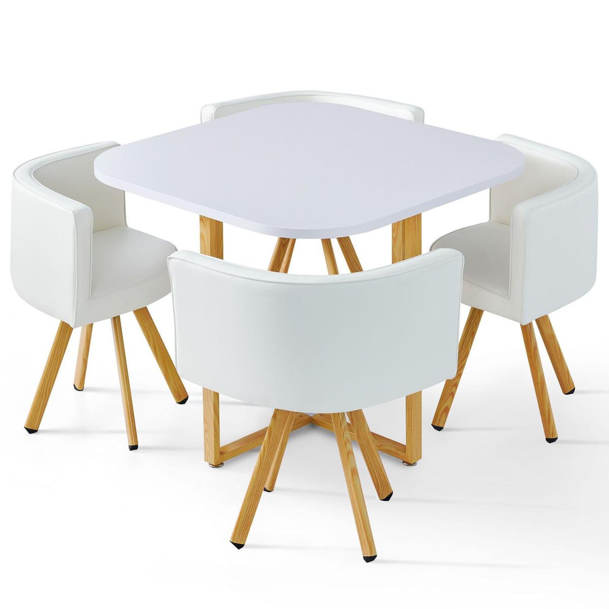 Voir la diapositive 2 : Paris Prix Ensemble Table de Repas & 4 Chaises Design  Norway  Blanc