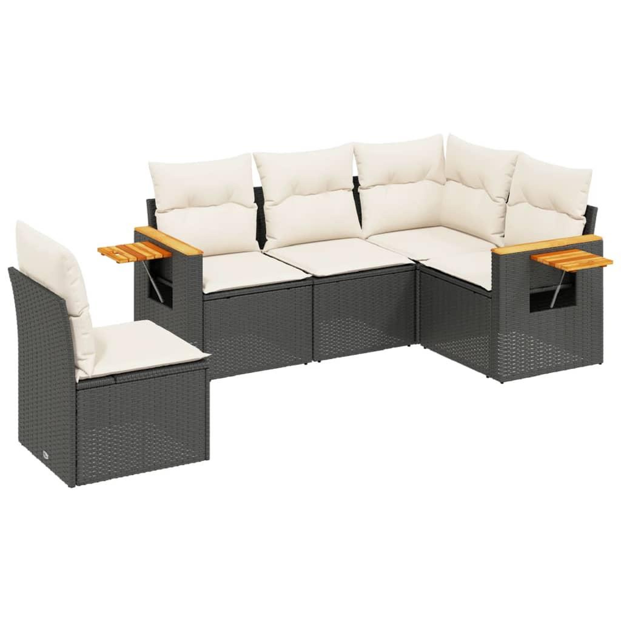 Voir la diapositive 2 : VIDAXL Salon de jardin 5 pcs avec coussins noir resine tressee