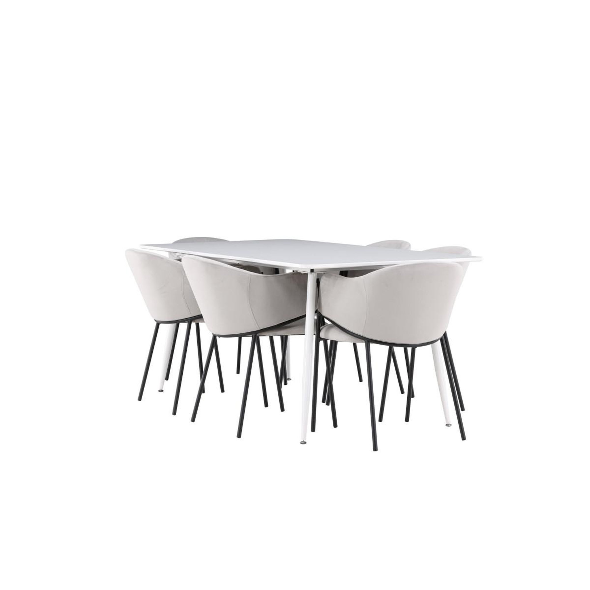 Voir la diapositive 3 : Paris Prix Ensemble table à manger & 6 chaises  evelina & silar  180cm blanc & gris