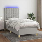 VIDAXL Sommier a lattes de lit et matelas et LED Gris clair 80x200 cm