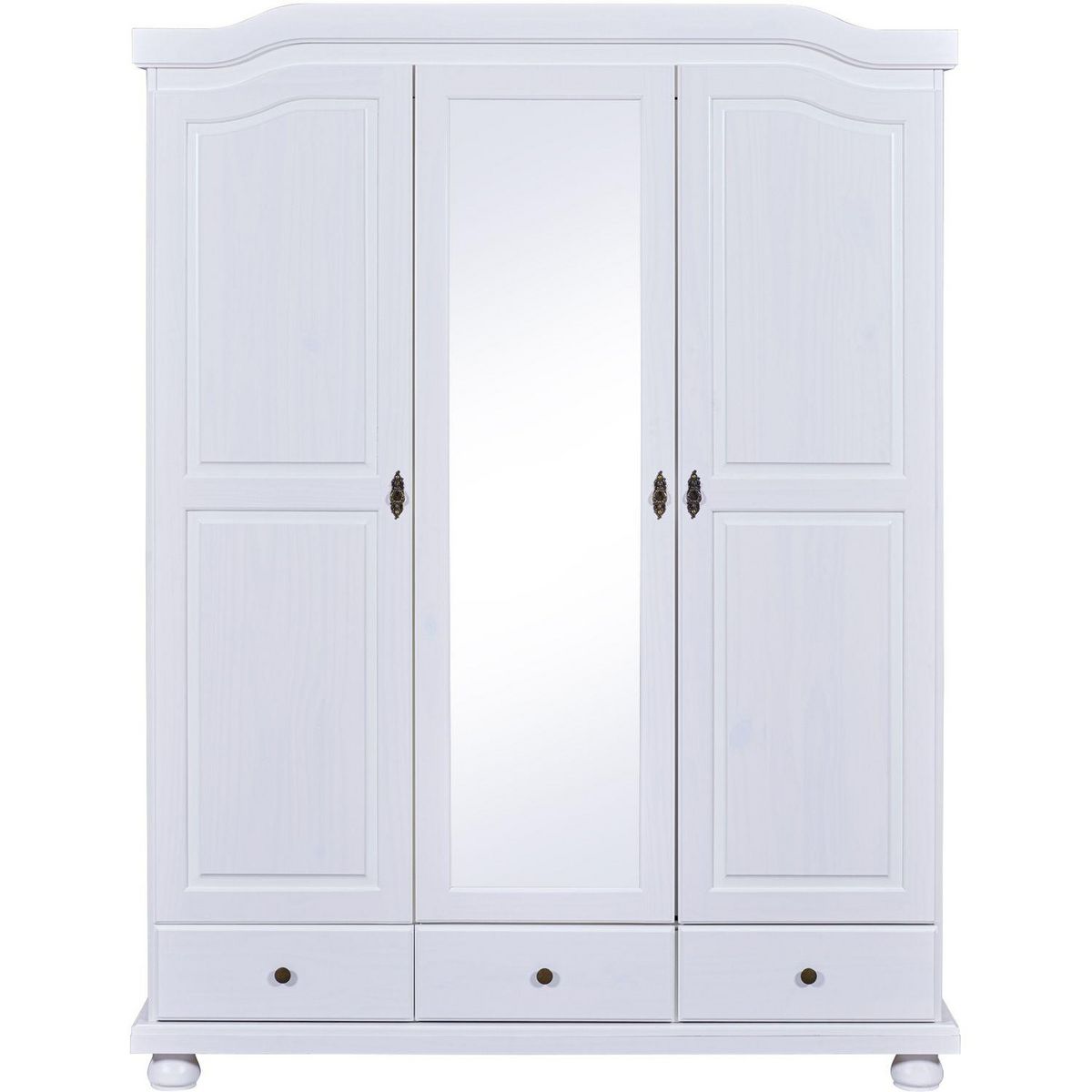 Armoire rustique en pin massif 3 portes  3 tiroirs L104cm BASTIAN