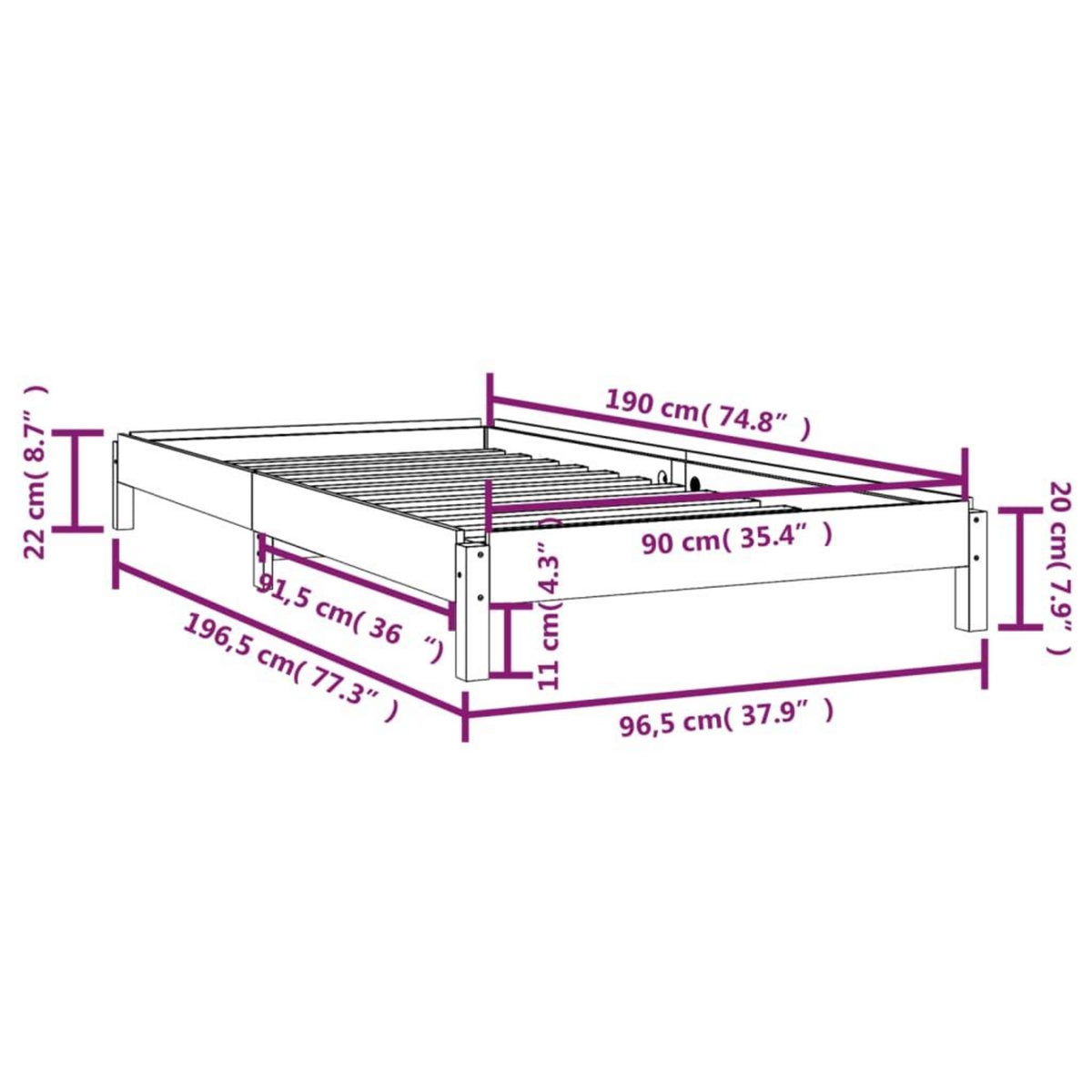 VIDAXL Lit empilable sans matelas 90x190 cm bois de pin massif