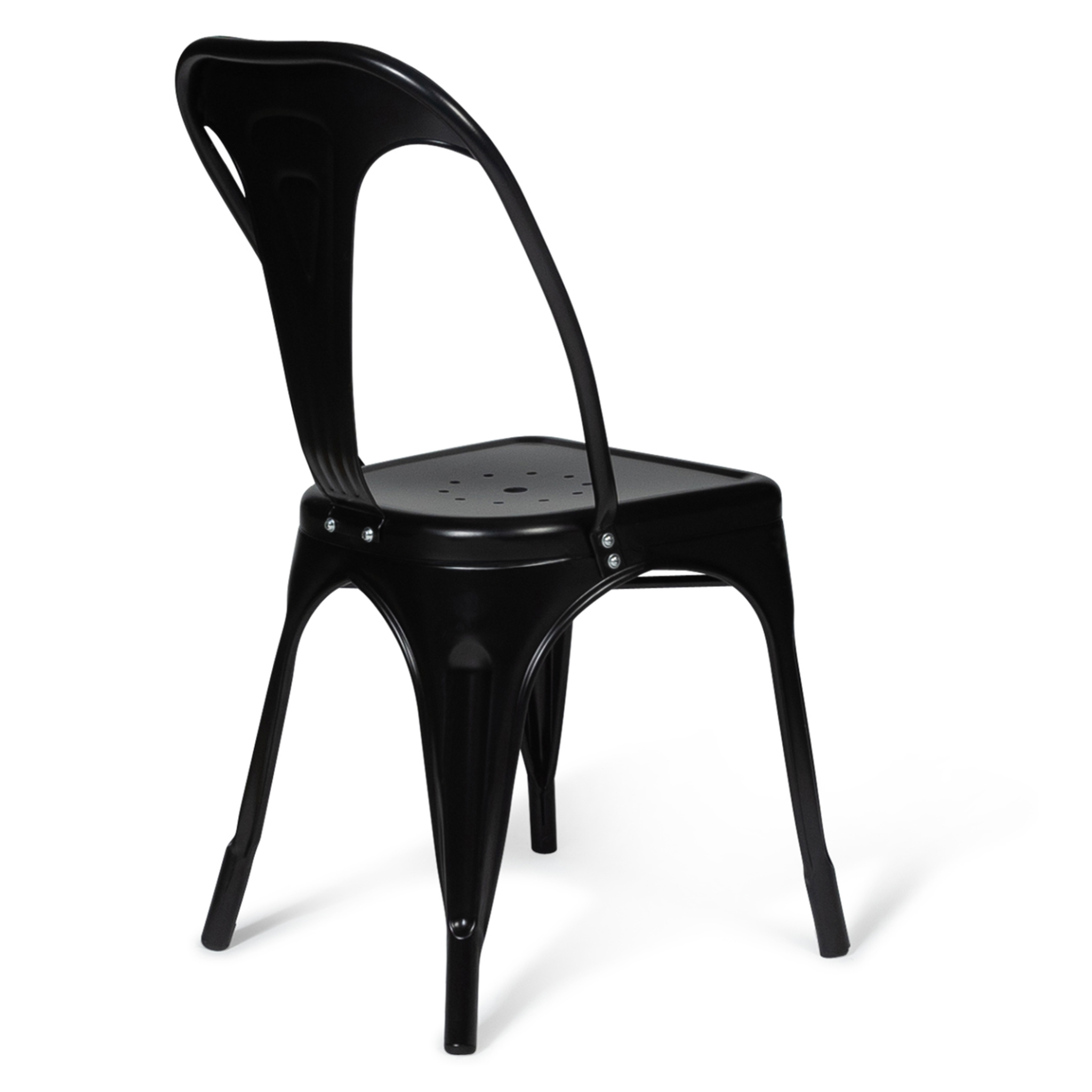 Voir la diapositive 4 : ID MARKET Lot de 2 chaises leny métal noir mat empilable aspect brut factory