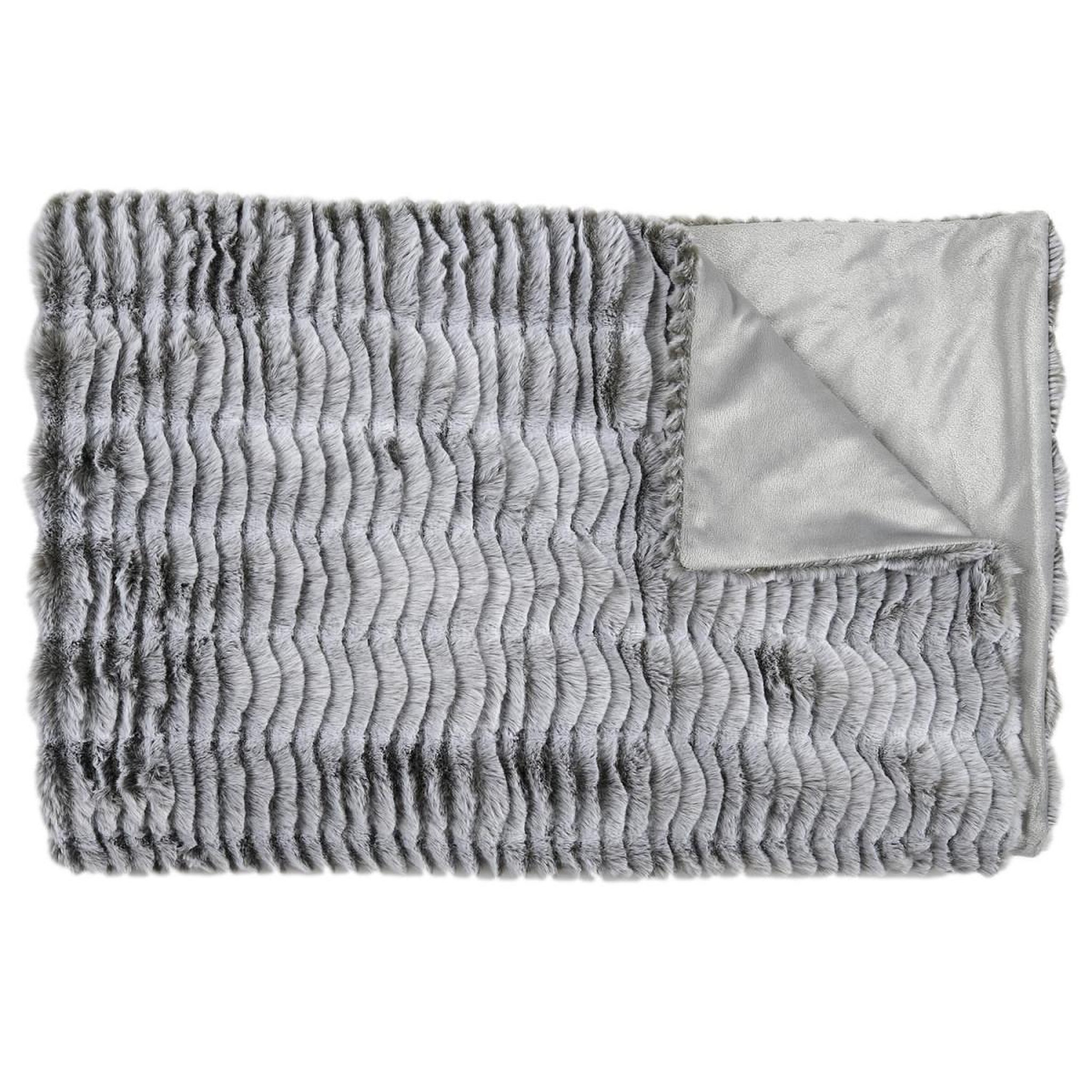 Voir la diapositive 2 : The Home Deco Factory Plaid imitation fourrure  opulence  120x150cm gris