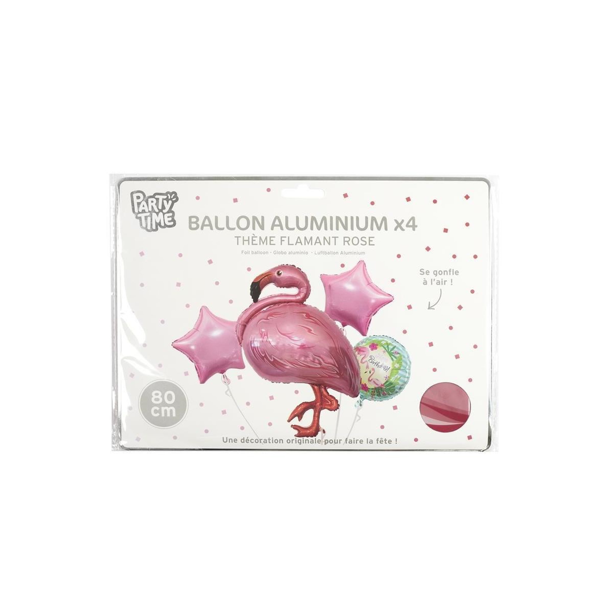 Voir la diapositive 2 : PARTY TIME Lot de 4 ballons  flamant rose  25cm multicolore