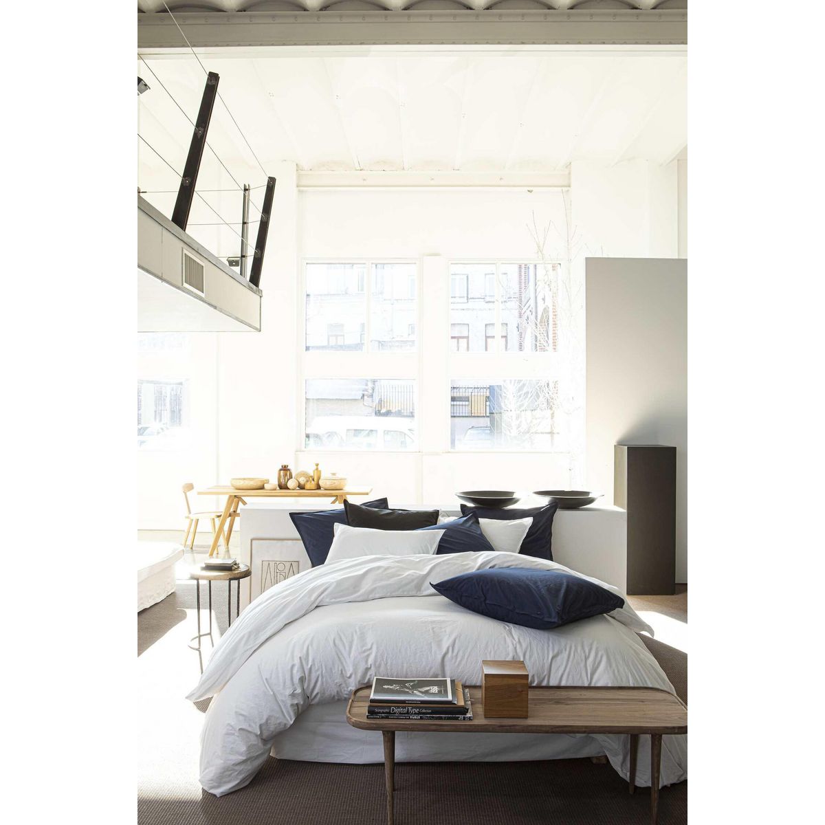 BATON ROUGE Housse de couette 100% percale de coton lavé 80fils/cm2 blanc