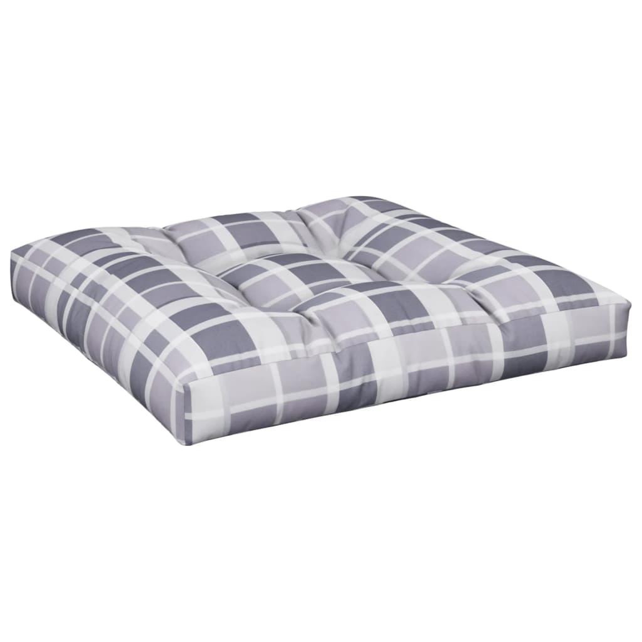 Voir la diapositive 2 : VIDAXL Coussin de palette motif a carreaux gris 70x70x12 cm tissu
