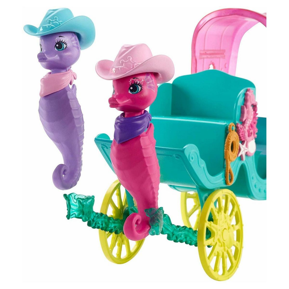 MATTEL Enchantimals - Poupée Sandella et la calèche des Hippocampes Style Western