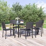 VIDAXL Ensemble a manger de jardin 7 pcs Noir Resine tressee