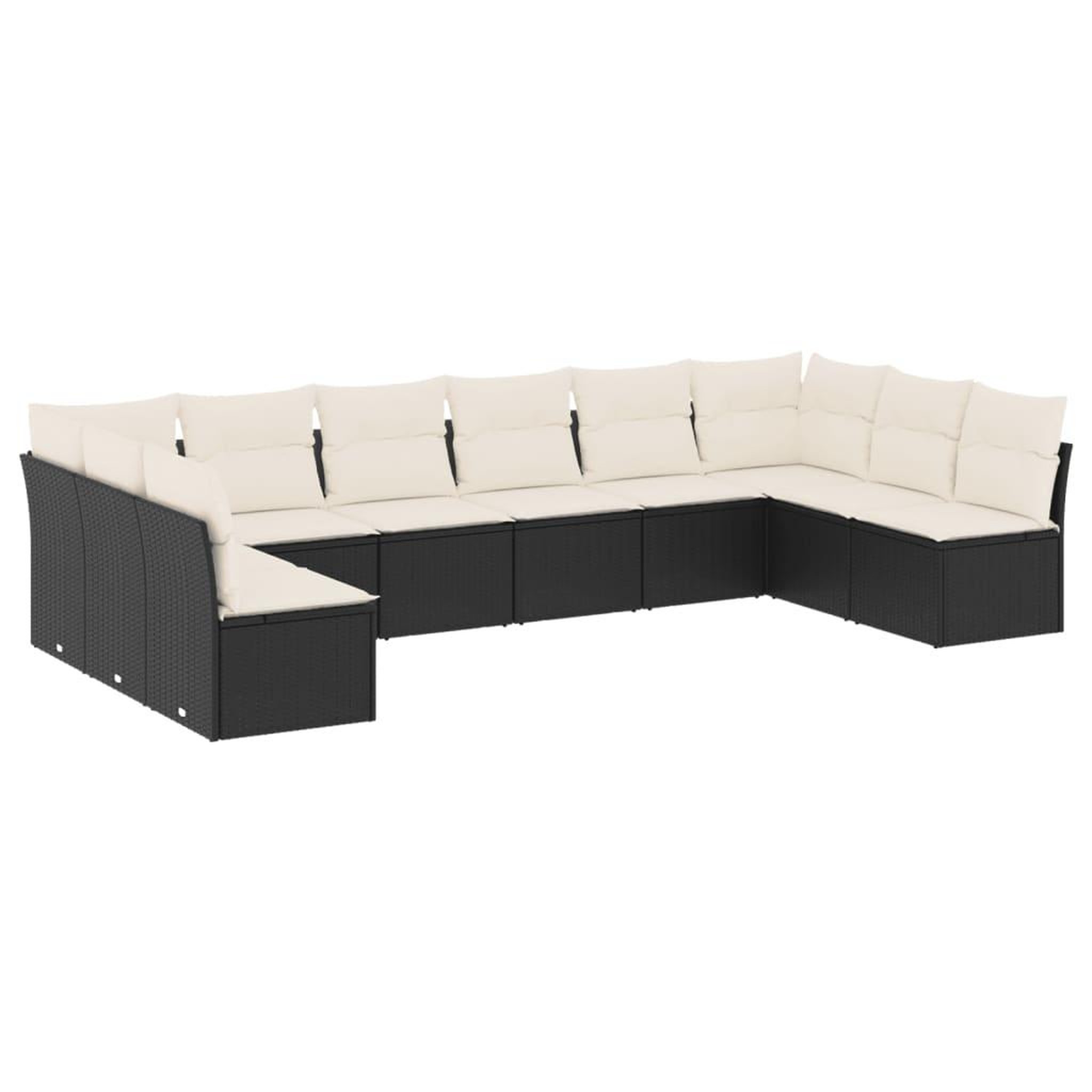 Voir la diapositive 2 : VIDAXL Salon de jardin 10 pcs avec coussins noir resine tressee