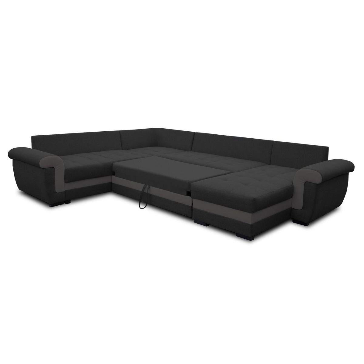 BEST MOBILIER Henry - canapé panoramique d'angle réversible - 7 places - convertible avec coffre - en tissu et pu