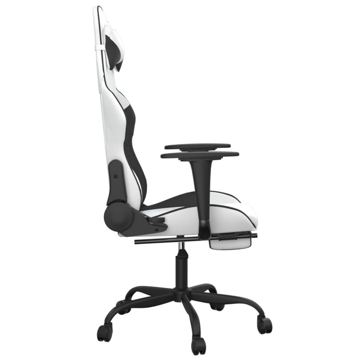VIDAXL Chaise de jeu avec repose-pied Blanc et noir Similicuir