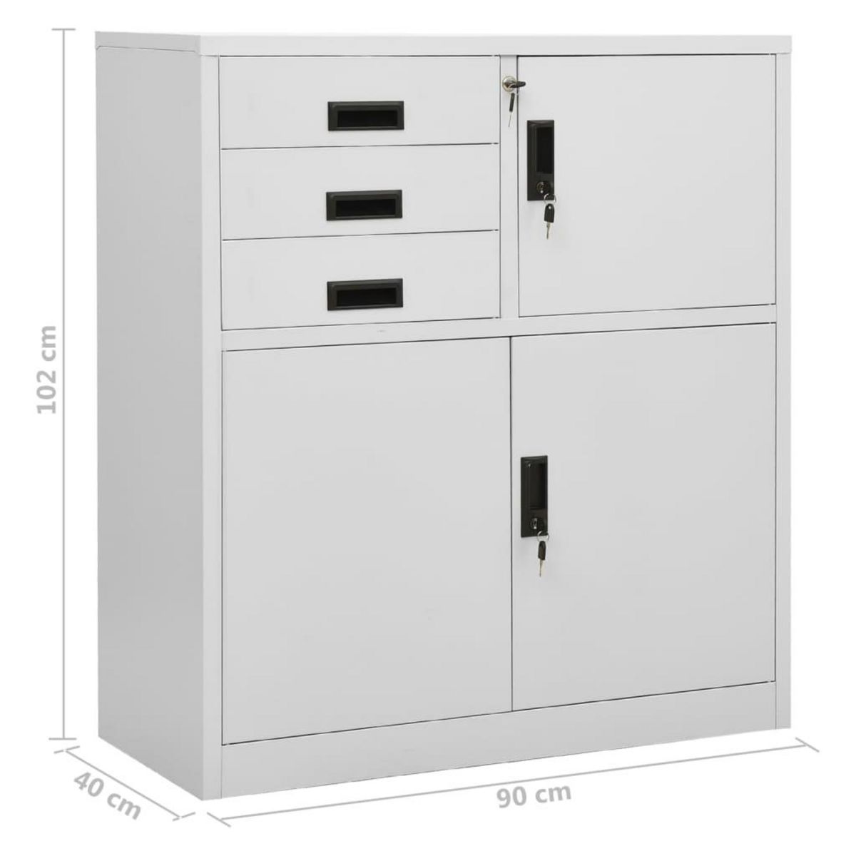 VIDAXL Armoire de bureau Gris clair 90x40x102 cm Acier