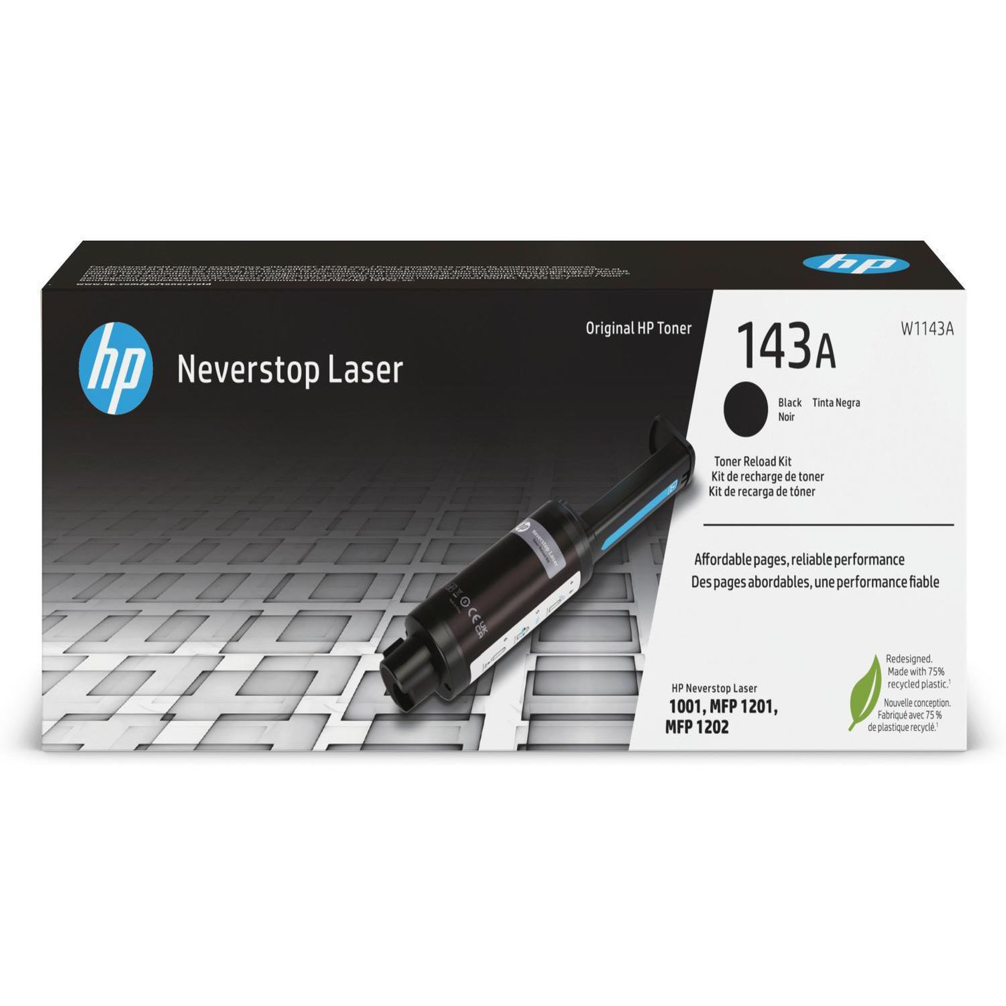Voir la diapositive 2 : HP HP 143A Kit de recharge de Toner Noir Neverstop Authentique W1143A, pour HP Neverstop 1000 / 1200 series