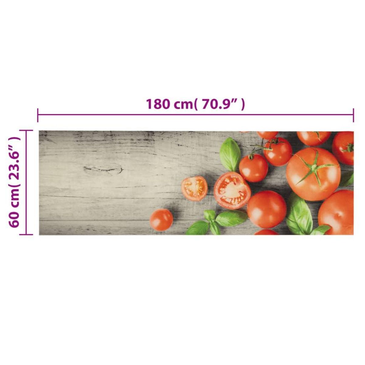 VIDAXL Tapis de cuisine lavable impression de tomates 60x180cm velours