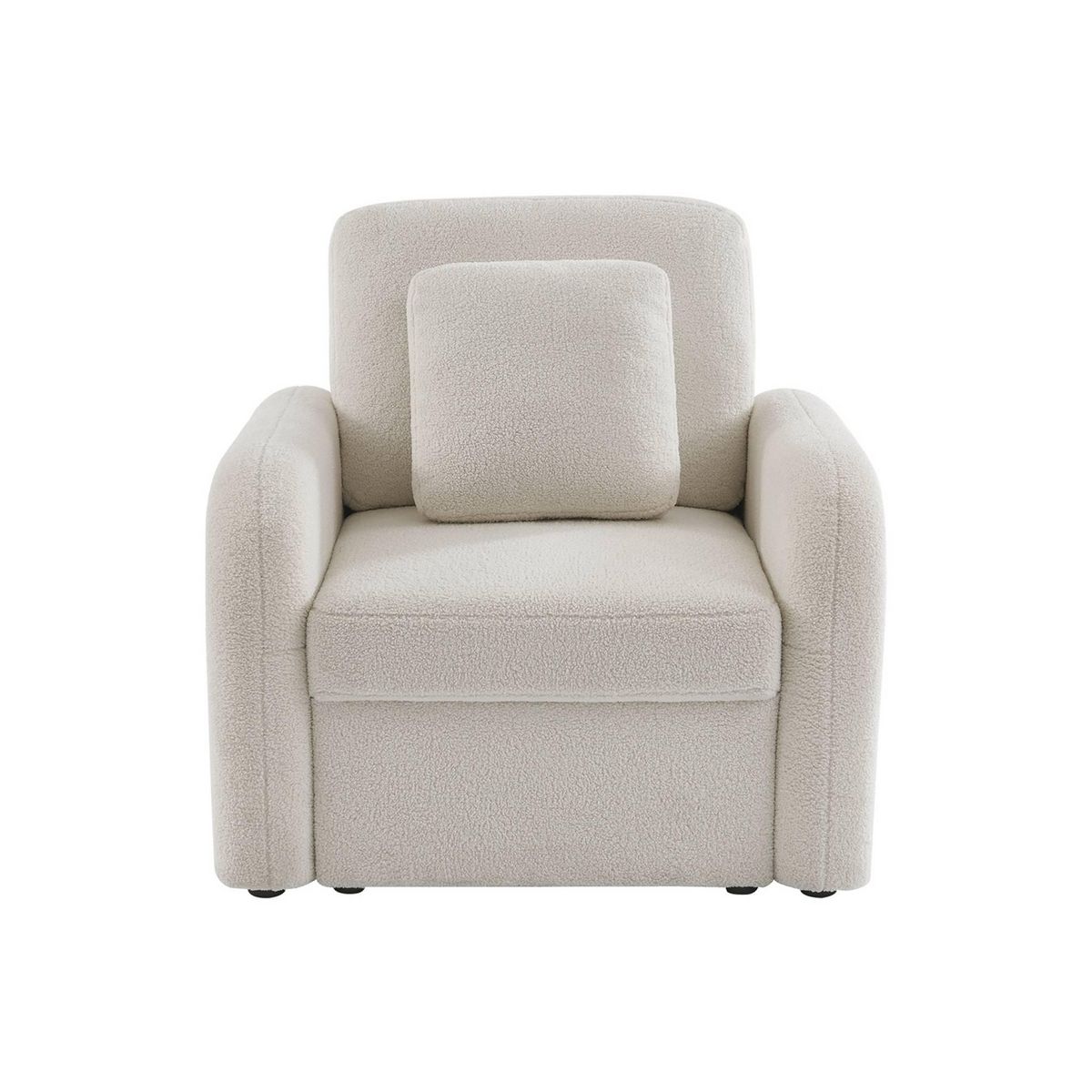 SWEEEK Fauteuil tissu bouclette blanche. lignes arrondies. Milano. L 90 x P 85 x H 85cm